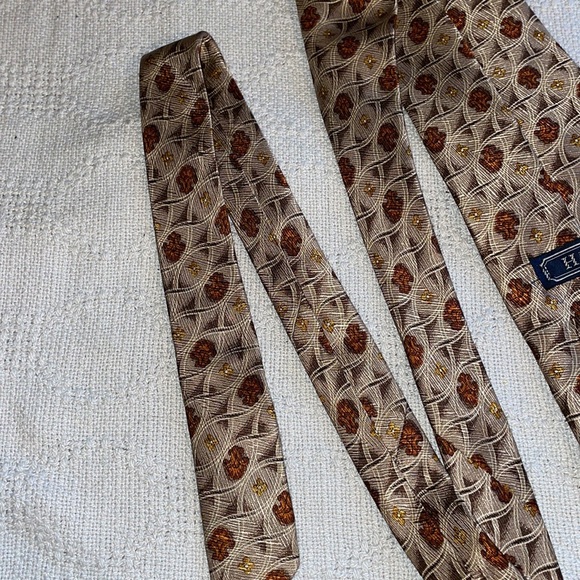 Harken Tie Men Regular Gold Pattern 100% Silk Dress - Picture 12 of 12